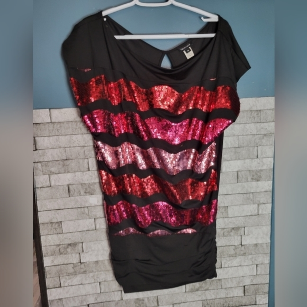 Nikibiki Size Medium Red & Pink Sequins Mini Dress